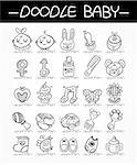 cartoon baby doodle icon set