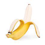 Open banana isolated on a white background