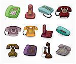 funny retro cartoon phone icon set