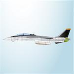vector illustration Army fighter jet side view