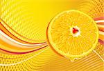 Vector illustration of abstract  background with juicy slice of orange fruit