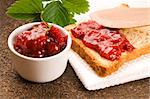 Wild strawberry jam with toast