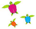 Group of multicolored origami turtle. Vector file also available.