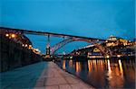 Dom Luis I Bridge illuminated at night. Oporto, Portugal  wester