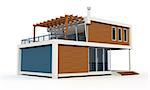 3d  contemporary  house on white background exclusive design - rendering