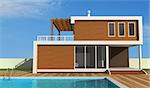 luxury modern house with swimming-pool - exclusive design - rendering