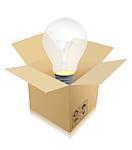 idea travel concept - bulb in box illustration design