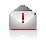 icon mail envelope with exclamation sign over a white background