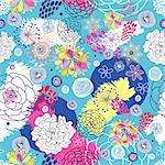 seamless bright floral summer pattern on a blue background