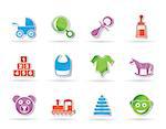 baby and children icons - vector icon set