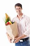 A young man shopping with isolated