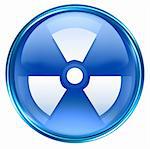 Radioactive icon blue, isolated on white background.