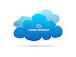 High resolution graphic of several different clouds with the words cloud services on white background.