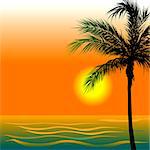 Vector Illustration of Beach Background 4 during sunset or sunrise.