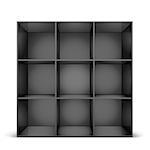 detailed illustration of a glossy black bookshelf, eps8 vector