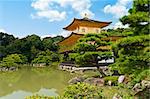 Famous Golden Pavilion Kinkaku-ji in Kyoto Japan and its surrounding beautiful park.