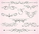 Vector illustration set of swirling flourishes decorative floral elements