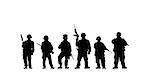Soldiers silhouette with guns in vector
