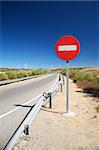 prohibition red signal in a highway at Cadiz Spain