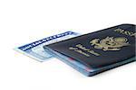 stock pictures of a social security card and a passport