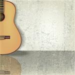 abstract grunge beige music background with guitar