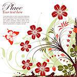 Grunge floral frame with butterfly, element for design, vector illustration