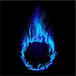 Blue ring of Fire. Illustration on black background for design