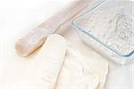 making fresh homemade pita bread ,with ingredients overa table