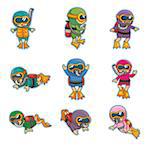 cartoon diver icons