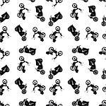 motorcycle pattern, abstract seamless texture; vector art illustration