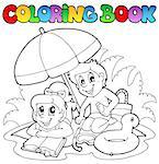 Coloring book with summer theme 2 - vector illustration.