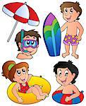 Swimming kids collection - vector illustration.