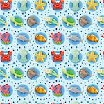 cartoon Aquarium animal seamless pattern