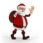 Cartoon Santa Claus on white background - high quality 3d illustration