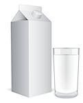 Blank milk pack and glass of milk.
