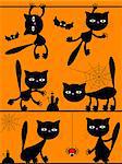 Vector Halloween black cats