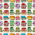 seamless cartoon house/shop pattern