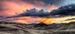 Painted Hills in John Day Fossil Beds National Monument Oregon Sunset Panorama