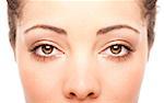 Beautiful female eyes as windows to the soul on face with fair skin, health concept, isolated.