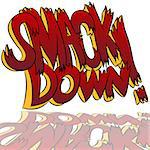 An image of a smack down comic book style sound effect text.