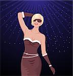 Illustration of sexy christmas dance girl on disco party - vector