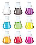 Science chemistry flask in a rainbow of colours
