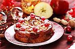 Cake Charlotte for Christmas -  traditional cake with a custard filling, apples and cherry