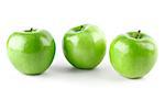 three green apples isolated on white background