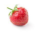 single ripe strawberry isolated on white background