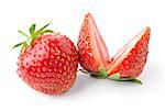 strawberry cut in half isolated on white background