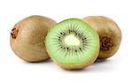 Two kiwi and half isolated on white background