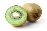 Juicy kiwi and half isolated on white background