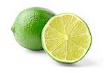 Lime and half isolated on white background