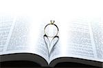 A wedding ring and the light of God, put together, make the symbol of love upon the marriage.